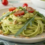 Cremige Avocado Pasta Rezept mit Rucola und Kirschtomaten