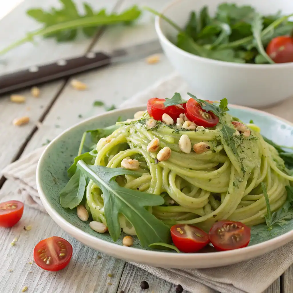 Avocado Pasta Rezept1 Zutaten für Avocado Pasta Rezept auf der Küchenarbeitsplatte